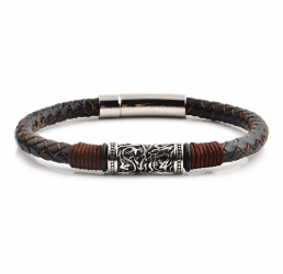 HYLIZO Nelore Series 001 - Genuine Dark Brown Leather Edition bracelet with 316 Stainless Steel Engraving