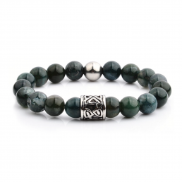 HYLIZO X Series 182 - Green Marble Beaded bracelet with 316 Stainless Steel Luxury Engraving