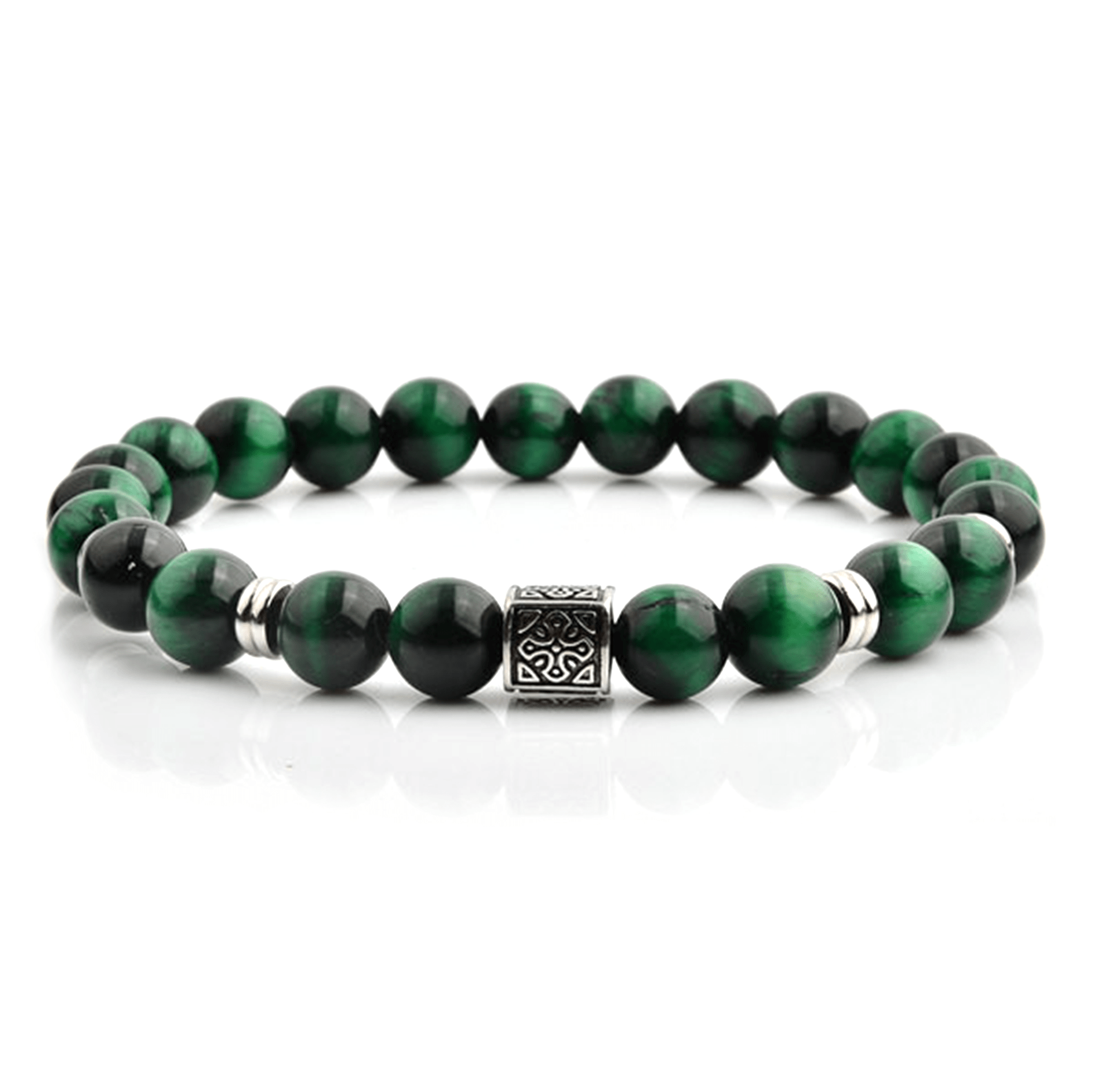 HYLIZO X Series 210 - Green Marble Beaded bracelet with 316 Stainless Steel Luxury Engraving