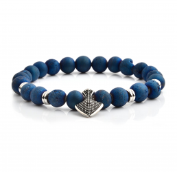 HYLIZO X Series 234 - Blue Grunge beaded Shield Edition bracelet with 316 Stainless Steel Shield