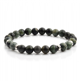 HYLIZO X Series 238 - Forest Green Beaded bracelet with 316 Stainless Steel Spike Ball