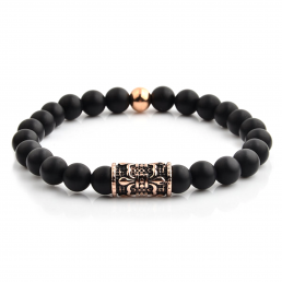 HYLIZO X Series 441 - Black Matte beaded bracelet with 316 Stainless Rose Gold Engraving